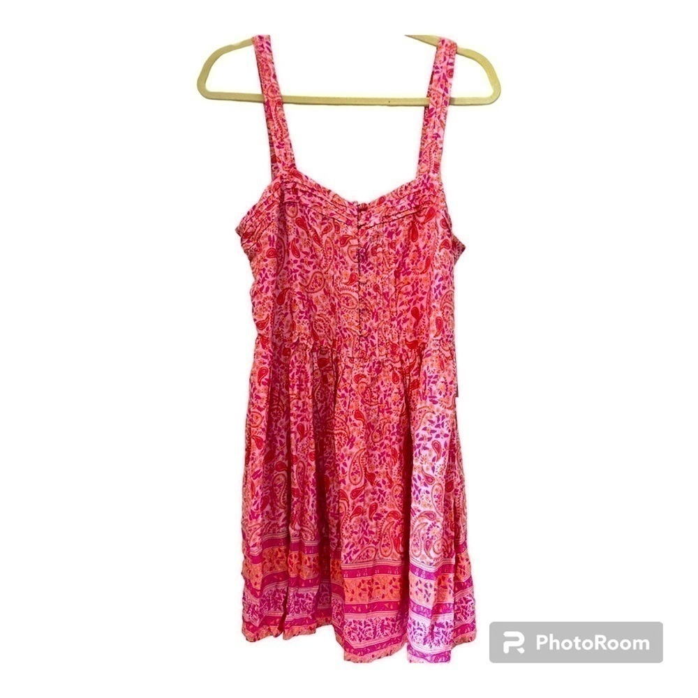 Aqua sundress pink girly paisley print buttons size S Bloomingdale’s exclusive   - Picture 3 of 8